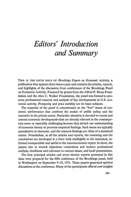 Editors' Introduction and Summary