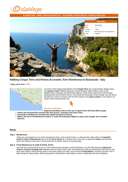 Walking Cinque Terre and Riviera Di Levante, from Monterosso to Bonassola - Italy