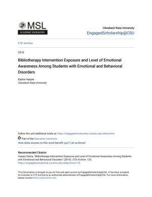 Bibliotherapy Intervention Exposure and Level of Emotional Awareness Among Students with Emotional and Behavioral Disorders