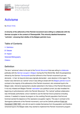 Activisme | International Encyclopedia of the First World