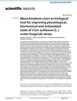 Mesorhizobium Ciceri As Biological Tool for Improving Physiological