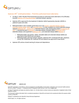 Aptensio XR (Methylphenidate) Extended-Release Capsules