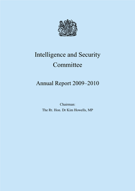 Intelligence and Security Committee Annual Report 2009-2010