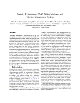 Security Evaluation of ES&S Voting Machines and Election