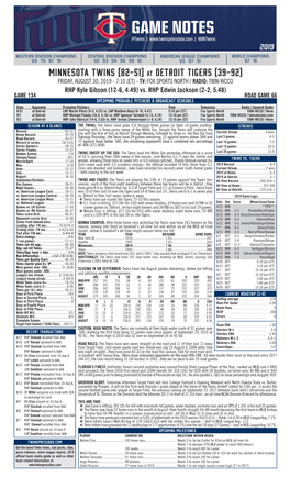 Twins Notes, 8-30 At