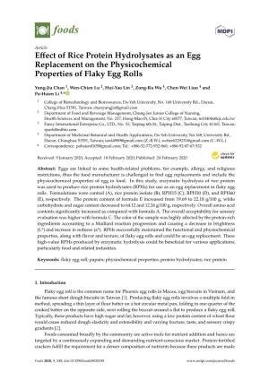 Effect of Rice Protein Hydrolysates As an Egg Replacement on The