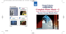 Giorgio Federico Also Available GHEDINI Complete Piano Music • 2 Sonata • Divertimento Contrappuntistico • Ricercare Massimo Giuseppe Bianchi, Piano