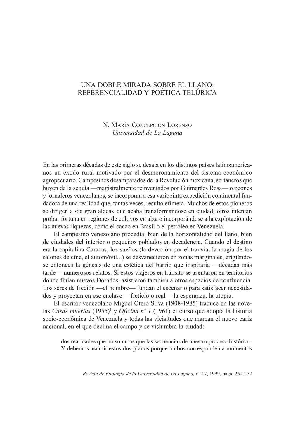 Una Doble Mirada Sobre El Llano: Referencialidad Y Poética Telúrica