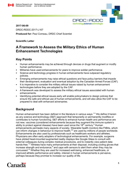 A Framework to Assess the Military Ethics of Human Enhancement Technologies