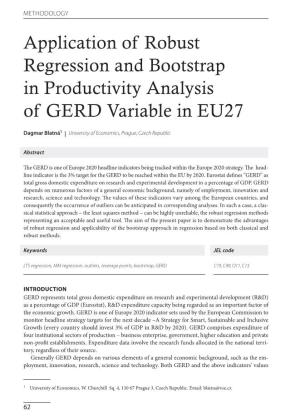 Application of Robust Regression and Bootstrap in Productivity Analysis of GERD Variable in EU27