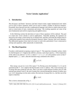 Vector Calculus Applicationsž 1. Introduction 2. the Heat Equation