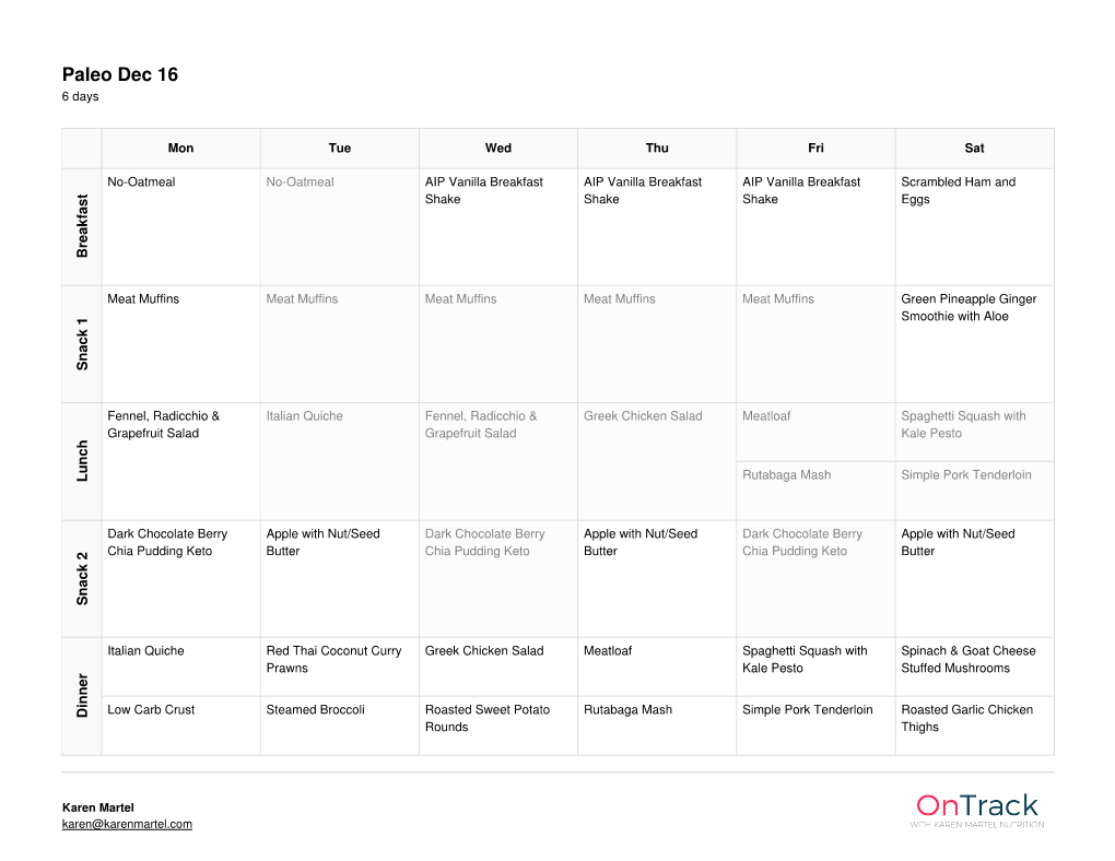Paleo Dec 16 6 Days