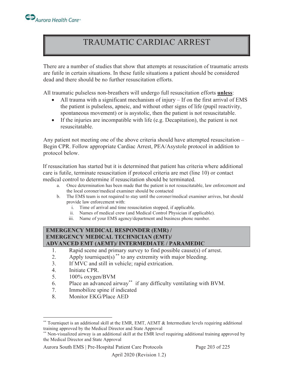 Traumatic Cardiac Arrest