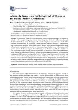 A Security Framework for the Internet of Things in the Future Internet Architecture
