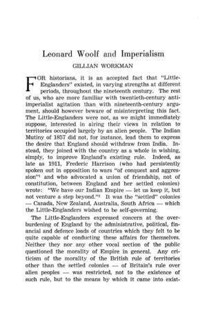 Leonard Woolf and Imperialism GILLIAN WORKMAN