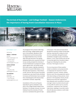 And College Football – Season Underscores the Importance of Having Event-Cancellation Insurance in Place