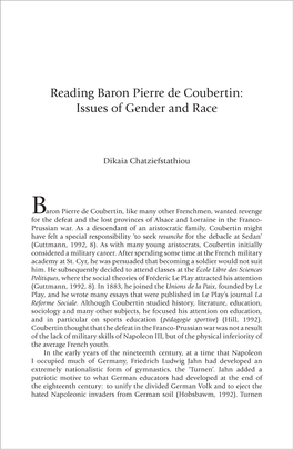 Reading Baron Pierre De Coubertin: Issues of Gender and Race