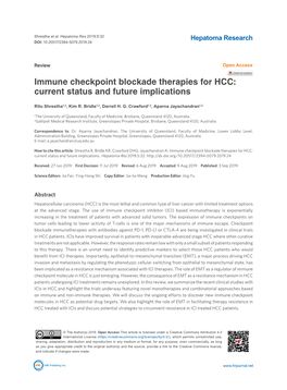 Immune Checkpoint Blockade Therapies for HCC: Current Status and Future Implications
