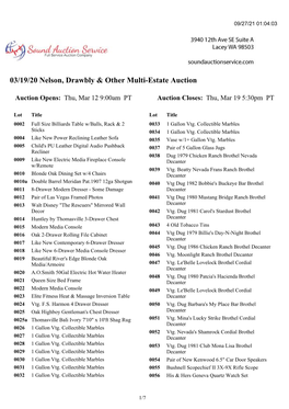 03/19/20 Nelson, Drawbly & Other Multi-Estate Auction