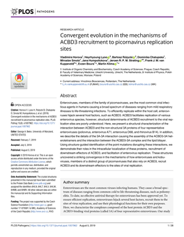 Convergent Evolution in the Mechanisms of ACBD3 Recruitment to Picornavirus Replication Sites