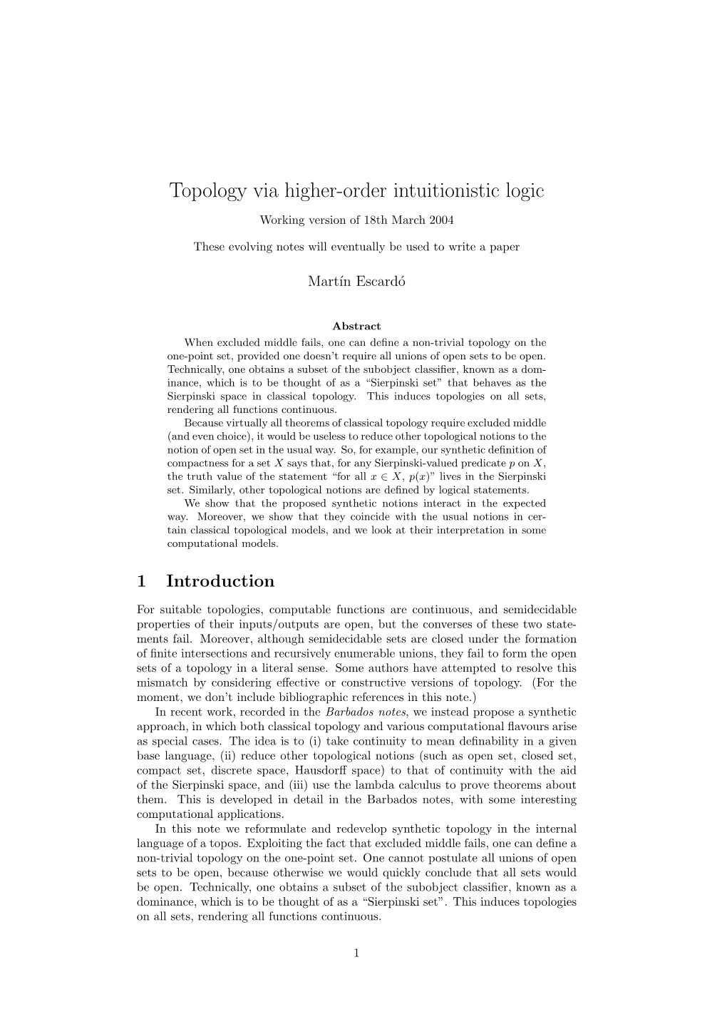 Topology Via Higher-Order Intuitionistic Logic