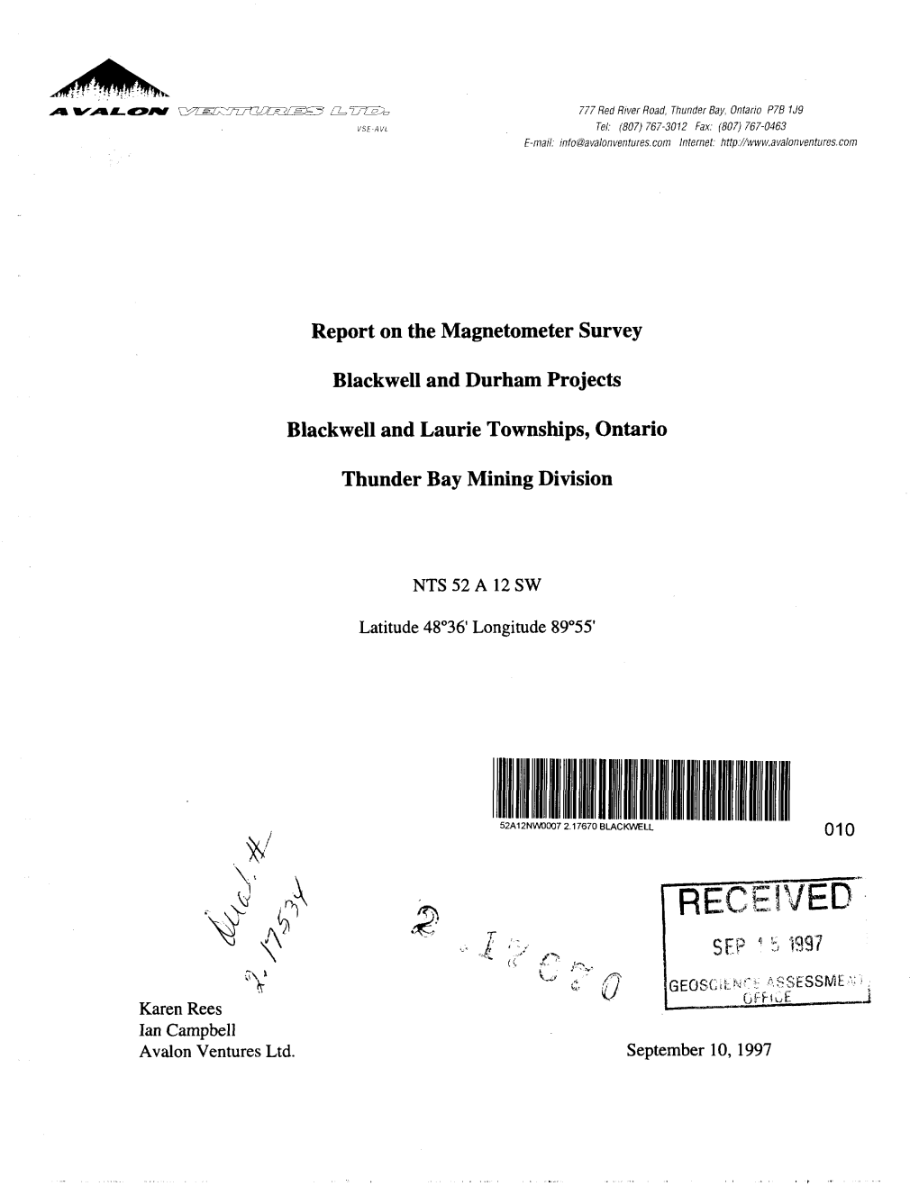 Rpt on the Mag Survey Blackwell & Durham Proj