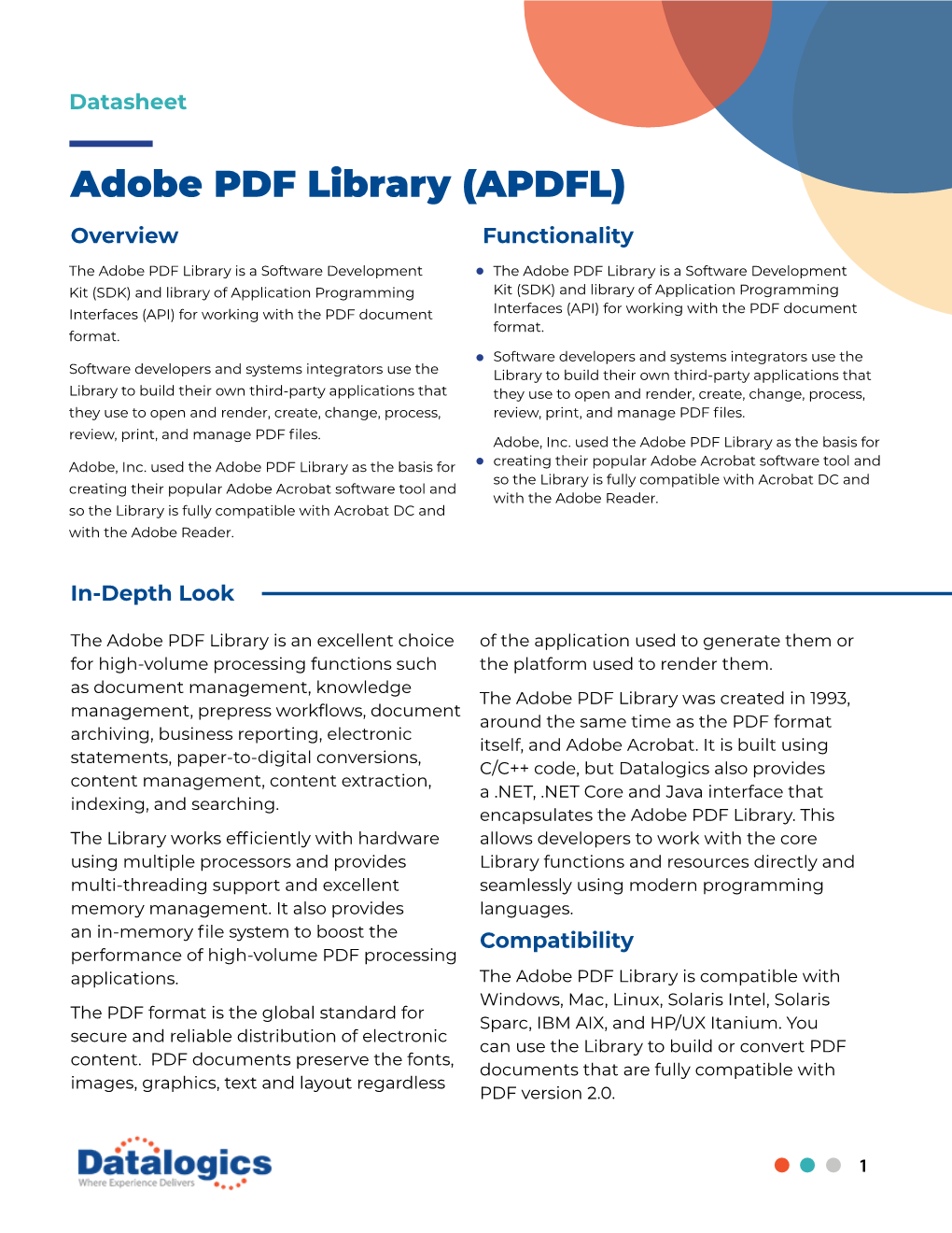 Adobe PDF Library (APDFL) Overview Functionality