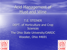 Major Acids in Grape Must and Wine
