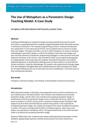 The Use of Metaphors As a Parametric Design Teaching Model: a Case Study