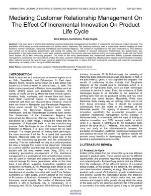 Mediating Customer Relationship Management on the Effect of Incremental Innovation on Product Life Cycle