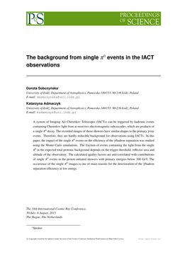 The Background from Single Π0 Events in the IACT Observations