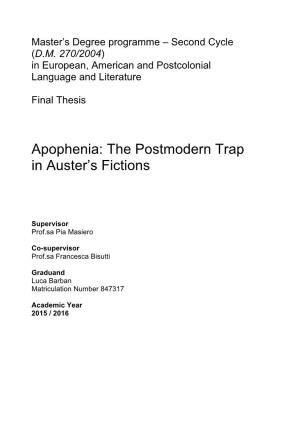 Apophenia: the Postmodern Trap in Auster's Fictions