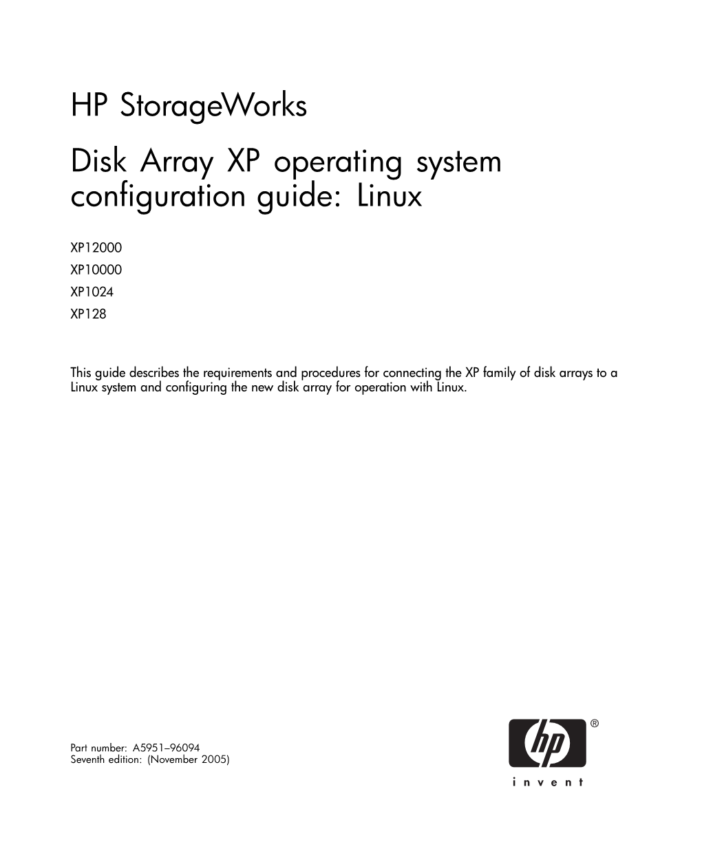 HP Storageworks Disk Array XP OS Configuration Guide: Linux