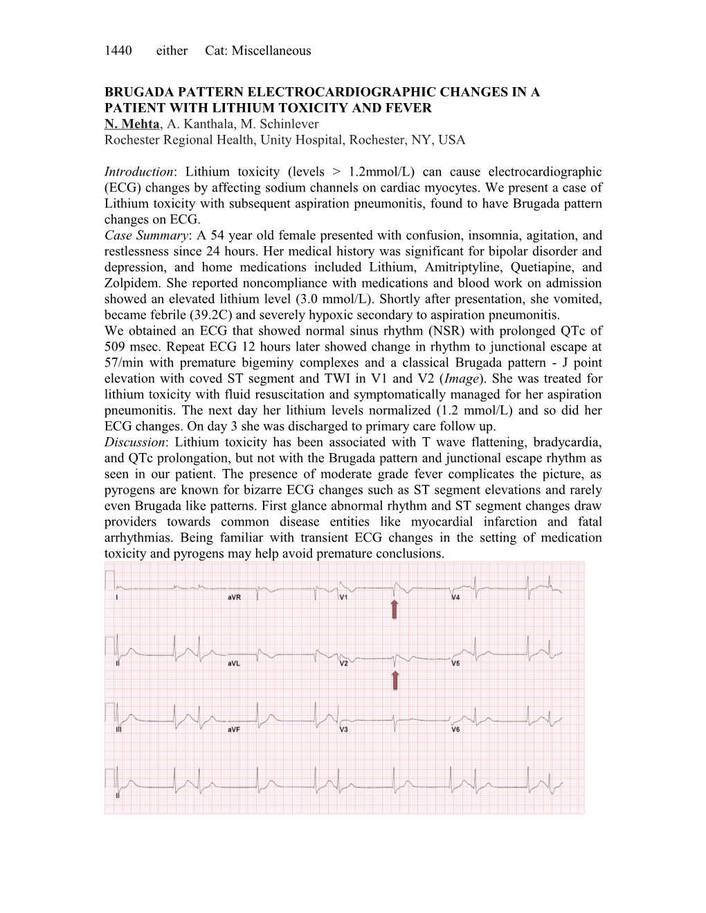 Brugada Pattern Electrocardiographic Changes in a Patient with Lithium Toxicity and Fever