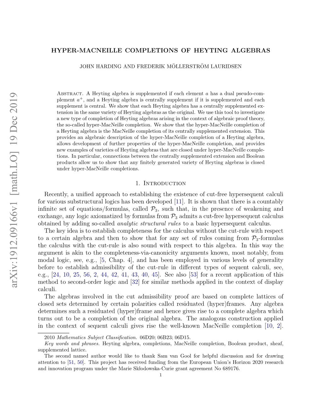 Arxiv:1912.09166V1 [Math.LO]