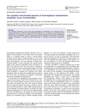 The Complete Mitochondrial Genome of Anomaloglossus Baeobatrachus (Amphibia: Anura: Aromobatidae)