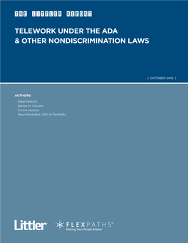 Telework Under the Ada & Other Nondiscrimination Laws