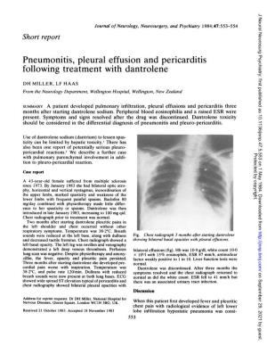 Pneumonitis, Pleural Effusion and Pericarditis Following Treatment with Dantrolene