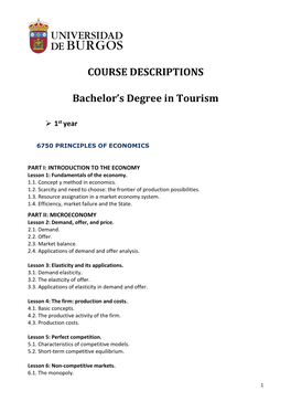 Course Descriptions Tourism (514.08