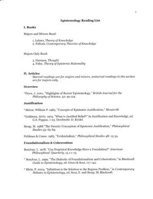 Epistemology Reading List