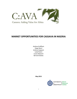 Market Opportunities for Cassava in Nigeria