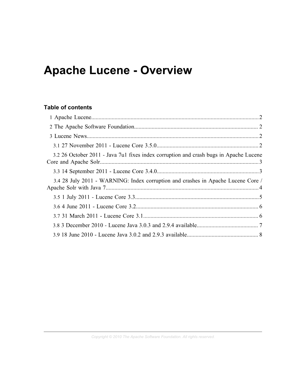 Apache Lucene - Overview