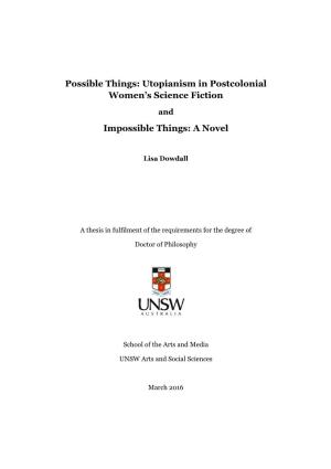 Utopianism in Postcolonial Women's Science Fiction Impossible Things