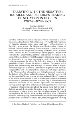 Bataille and Derrida's Reading Of