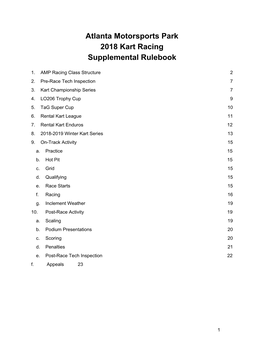 2018 AMP Kart Racing Supplemental Rulebook