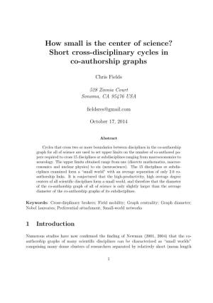 Short Cross-Disciplinary Cycles in Co-Authorship Graphs