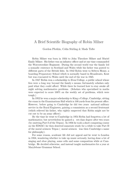 A Brief Scientific Biography of Robin Milner