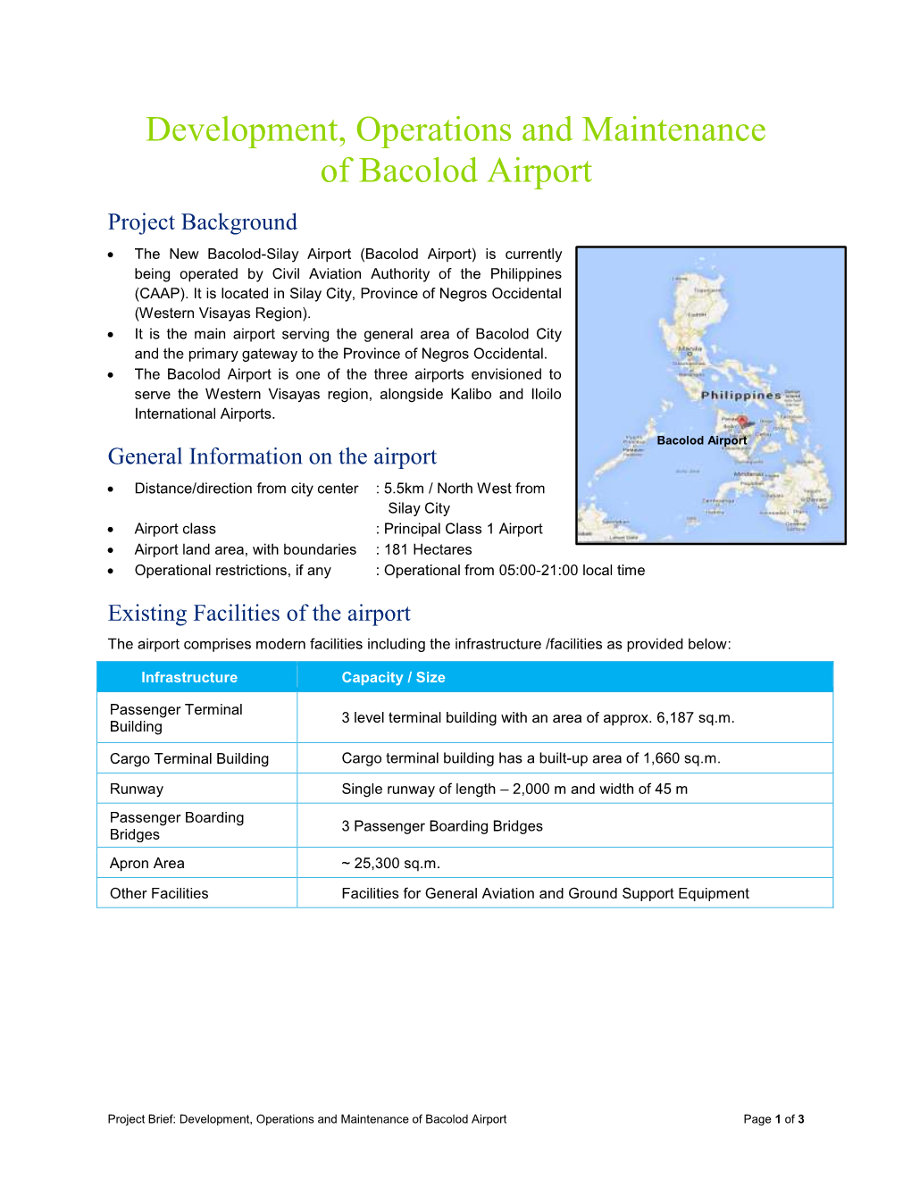 Development, Operations and Maintenance of Bacolod Airport