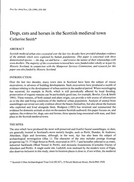 Dogs, Cats and Horses in the Scottish Medieval Town Catherine Smith*
