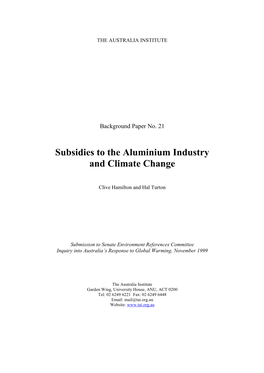 Subsidies to the Aluminium Industry and Climate Change
